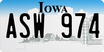 IA license plate ASW974