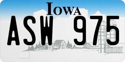 IA license plate ASW975