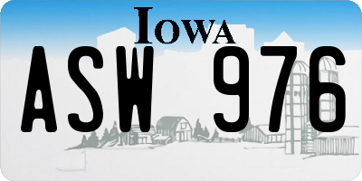 IA license plate ASW976