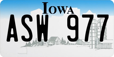IA license plate ASW977