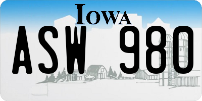 IA license plate ASW980