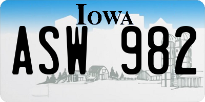IA license plate ASW982