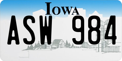 IA license plate ASW984