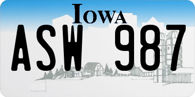 IA license plate ASW987