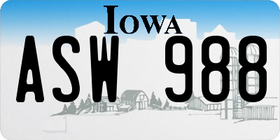 IA license plate ASW988