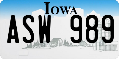 IA license plate ASW989