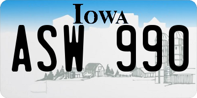 IA license plate ASW990
