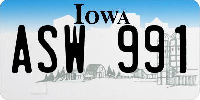 IA license plate ASW991