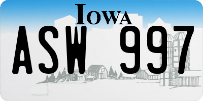 IA license plate ASW997