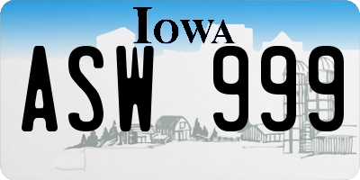 IA license plate ASW999