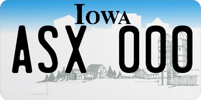 IA license plate ASX000