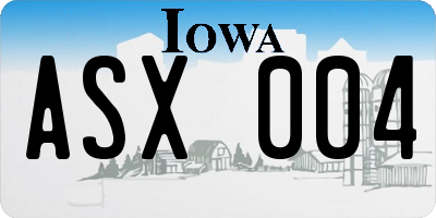 IA license plate ASX004