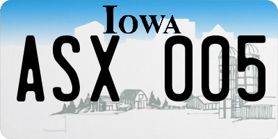 IA license plate ASX005