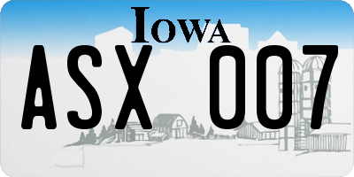 IA license plate ASX007