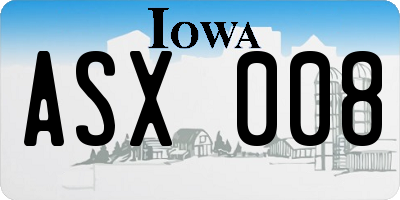 IA license plate ASX008