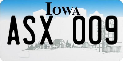 IA license plate ASX009