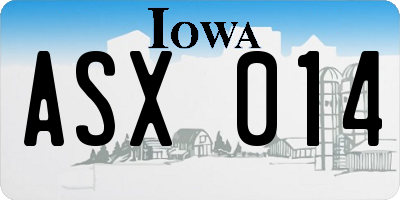 IA license plate ASX014
