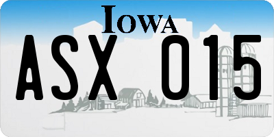 IA license plate ASX015