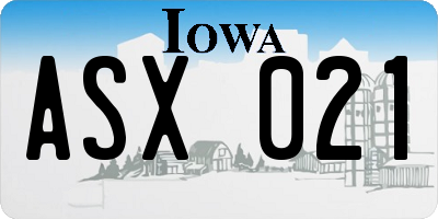 IA license plate ASX021