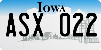 IA license plate ASX022
