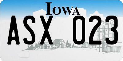 IA license plate ASX023