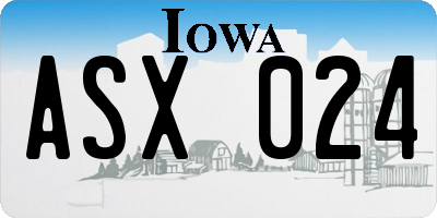 IA license plate ASX024