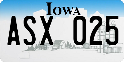 IA license plate ASX025