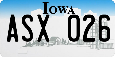 IA license plate ASX026