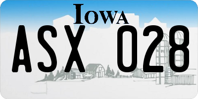 IA license plate ASX028