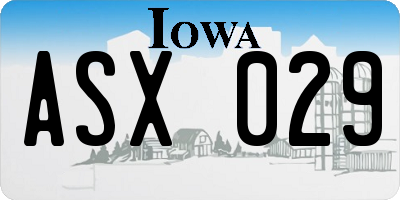 IA license plate ASX029