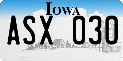 IA license plate ASX030