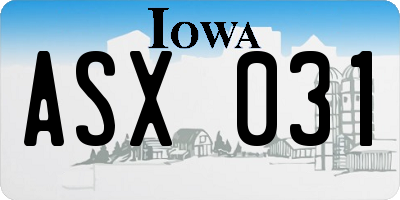 IA license plate ASX031