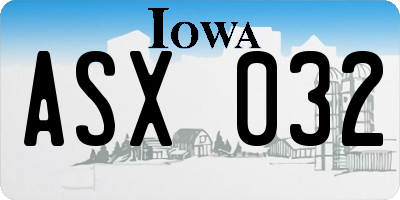 IA license plate ASX032