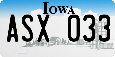 IA license plate ASX033