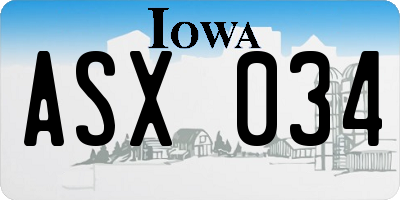 IA license plate ASX034