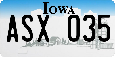 IA license plate ASX035