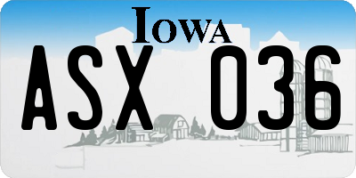 IA license plate ASX036