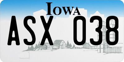 IA license plate ASX038