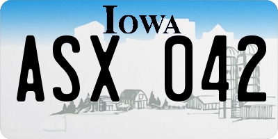 IA license plate ASX042