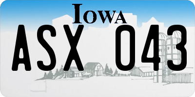 IA license plate ASX043