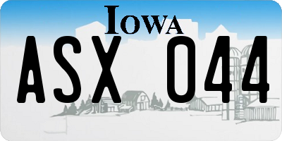 IA license plate ASX044