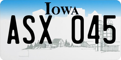 IA license plate ASX045