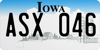IA license plate ASX046
