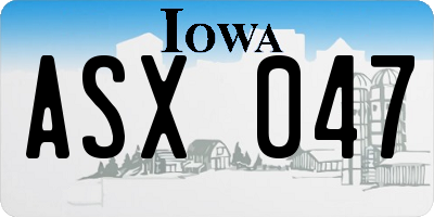 IA license plate ASX047