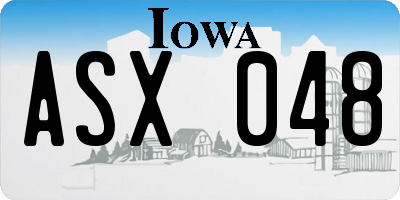 IA license plate ASX048