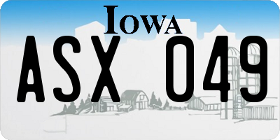 IA license plate ASX049