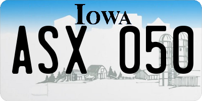 IA license plate ASX050