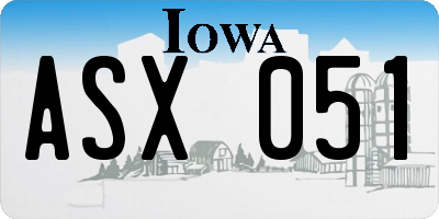 IA license plate ASX051