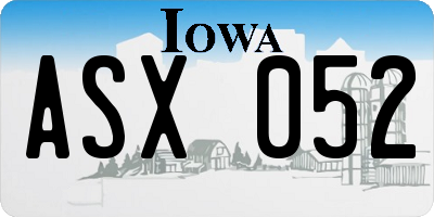 IA license plate ASX052
