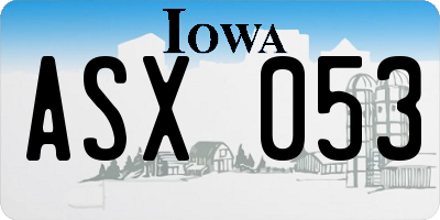 IA license plate ASX053